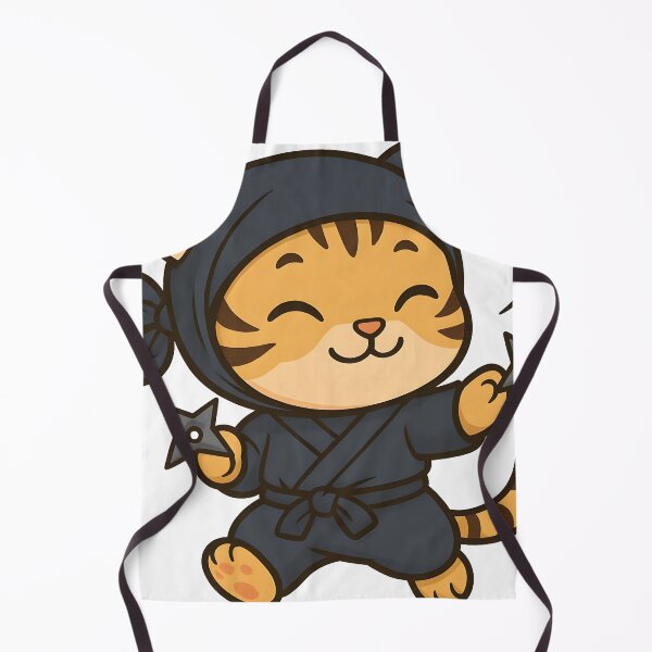 Item preview, Kawaii Ninja Cat with Throwing Stars designed and sold by ArtsyWishesShop.