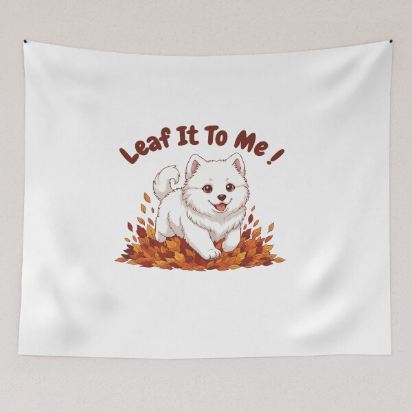 Item preview, Leaf It To Me! Samoyed Dog Running in Fall Leaves - Cute Autumn designed and sold by The Real Life Symphony.
