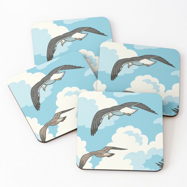Item preview, Flying Free Vintage Seabirds Soaring Clouds Poster Art designed and sold by White-Camel.