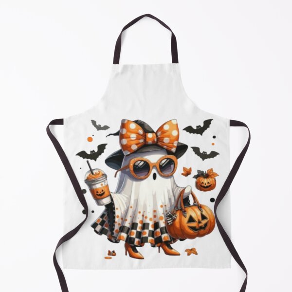 Item preview, autumn ghost with bats, coffee and pumpkins designed and sold by szydelkowanika.