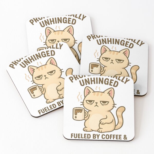 Item preview, Professionally Unhinged – Funny Coffee Cat | Funny Coffee Meme Cat Design designed and sold by Cat & Coffee Studio.