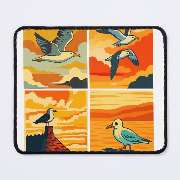 Item preview, Sunset Seabirds Vintage Coastal Sunset Collection Poster Art designed and sold by White-Camel.