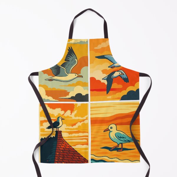 Item preview, Sunset Seabirds Vintage Coastal Sunset Collection Poster Art designed and sold by White-Camel.
