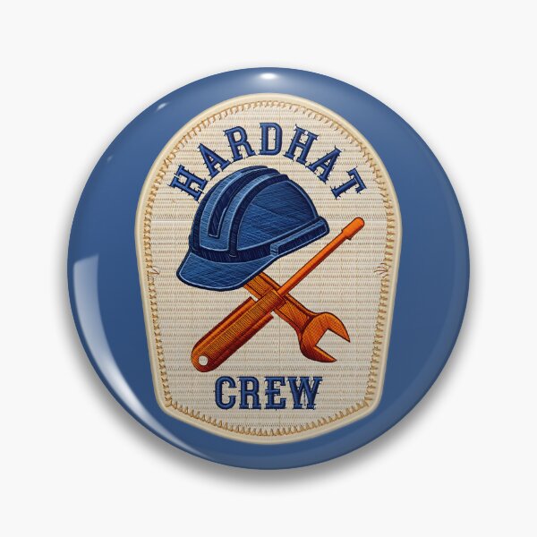Item preview, Hardhat Crew Embroidered Patch - Blue Hardhat & Tools Badge Patch Style designed and sold by pixelated_echoes.