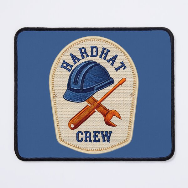 Item preview, Hardhat Crew Embroidered Patch - Blue Hardhat & Tools Badge Patch Style designed and sold by pixelated_echoes.