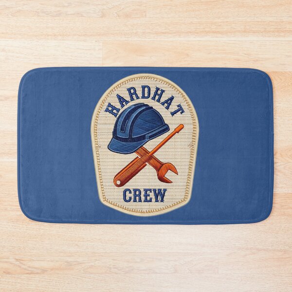 Item preview, Hardhat Crew Embroidered Patch - Blue Hardhat & Tools Badge Patch Style designed and sold by pixelated_echoes.