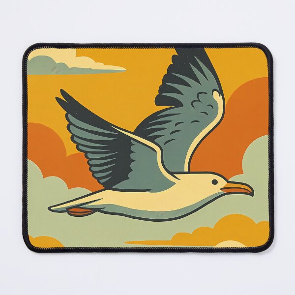 Item preview, Soaring Sunset Vintage Flying Seabird Coastal Poster Art designed and sold by White-Camel.