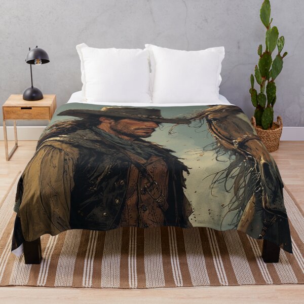 Item preview, Western Cowboy with Horse – Rugged Wild West Portrait Illustration by NegarTv Designs designed and sold by NegarTv Designs.