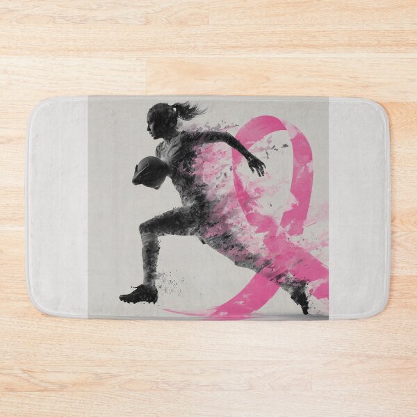 Item preview, Pink Ribbon Football Runner Grunge Silhouette Breast Cancer Awareness Art Print designed and sold by ArgentoArt.