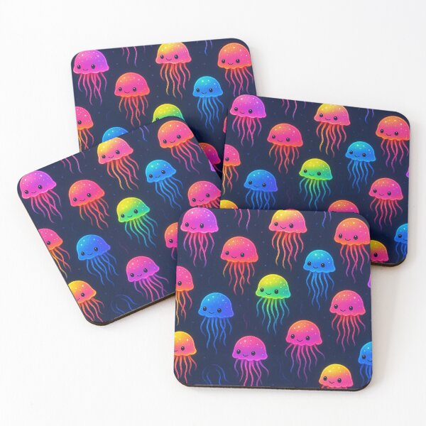 Item preview, Neon Jellyfish Pattern on Navy Blue designed and sold by SassyArtistry.