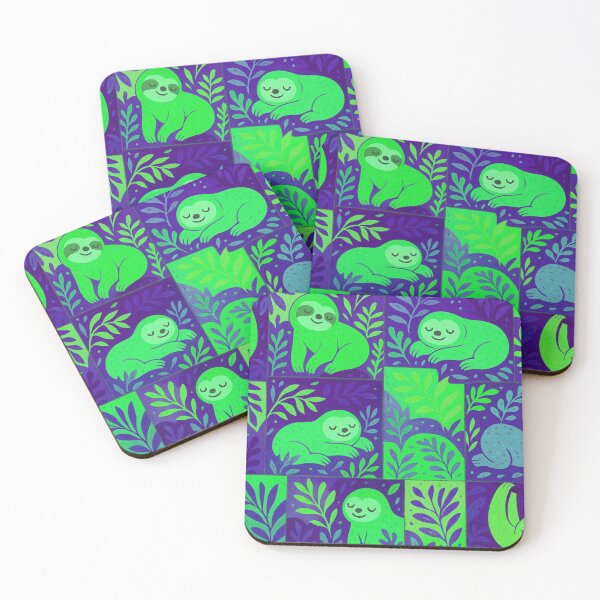 Item preview, Neon Green Sloths in Cosmic Jungle designed and sold by SassyArtistry.