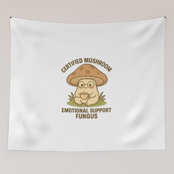 Item preview, Certified Mushroom Therapist – Emotional Support Fungus | Funny Mushroom Meme & Kawaii Design designed and sold by Cat & Coffee Studio.