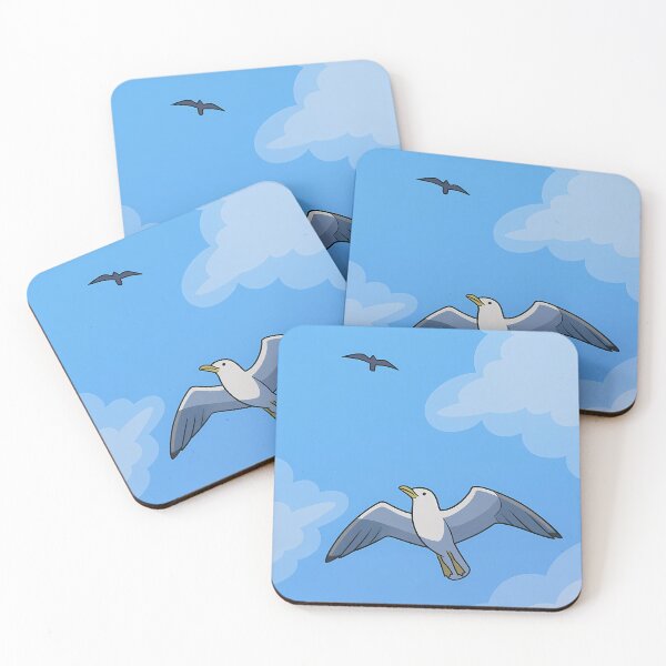 Aperçu de l'œuvre Gliding Grace Vintage Seagull Soaring Blue Sky Poster Art créée et vendue par White-Camel.