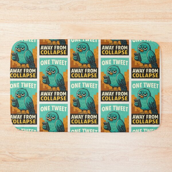 Item preview, Bird Quote – “One Tweet Away from Collapse” | Retro Flat Urban Exhaustion designed and sold by Modivox.
