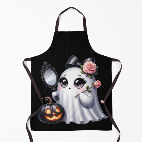 Item preview, a cute ghost with a mirror and a pumpkin designed and sold by szydelkowanika.