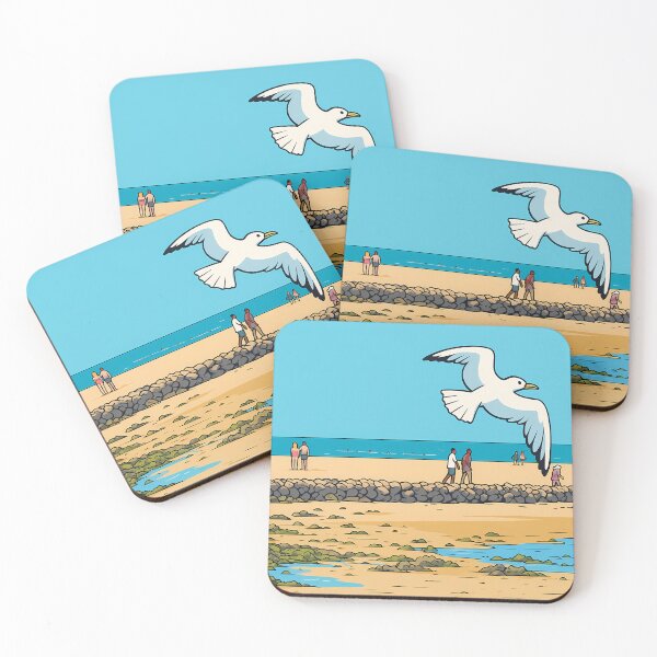 Item preview, Beachgoers Scene Vintage Seagull Coastal Life Poster Art designed and sold by White-Camel.