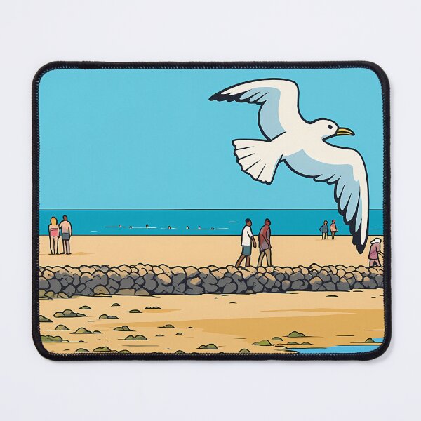 Item preview, Beachgoers Scene Vintage Seagull Coastal Life Poster Art designed and sold by White-Camel.