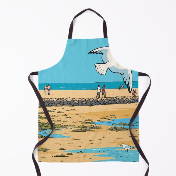 Item preview, Beachgoers Scene Vintage Seagull Coastal Life Poster Art designed and sold by White-Camel.