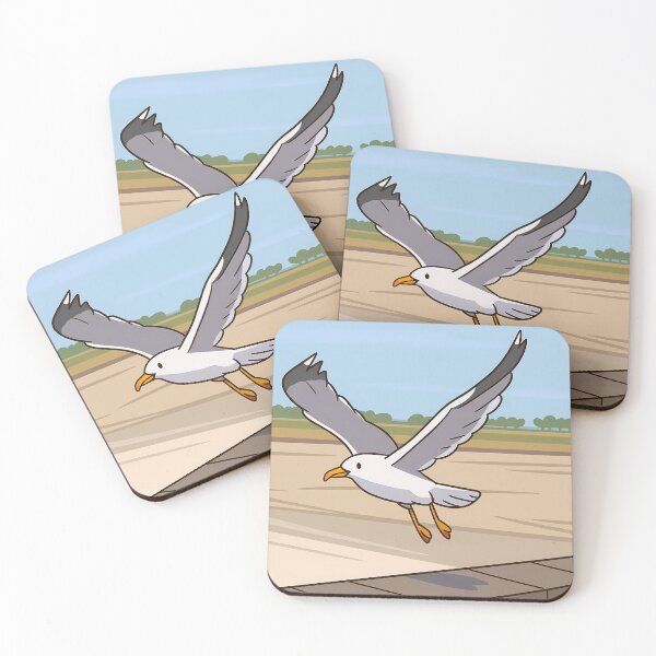 Item preview, Low Flight Vintage Seagull Gliding Beach Poster Art designed and sold by White-Camel.