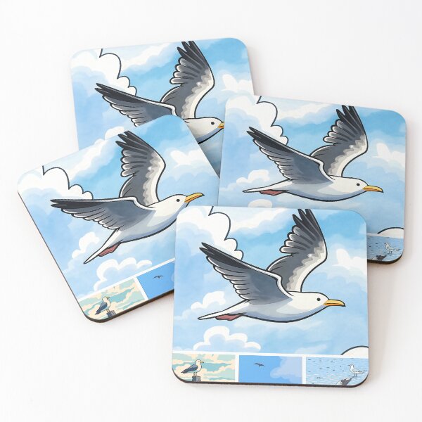 Item preview,  Sunset Flight Vintage Seabirds Coastal Sunset Collage Poster Art designed and sold by White-Camel.