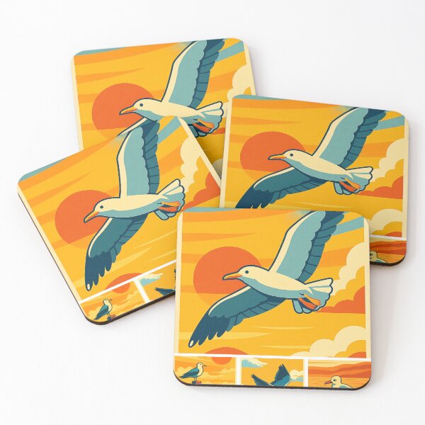 Item preview, Golden Flight Vintage Seabird Sunset Soaring Poster Art designed and sold by White-Camel.