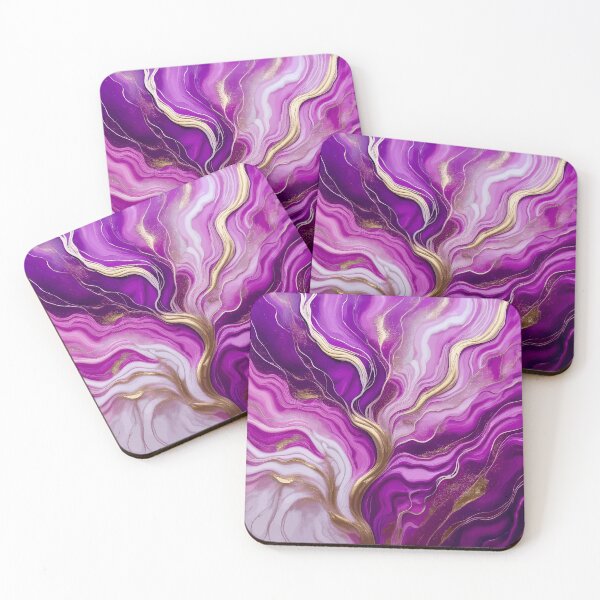 Item preview, Paint Pour Abstract Acrylic Fluid Art in Pink Purple Gold designed and sold by Vicky Brago-Mitchell®.