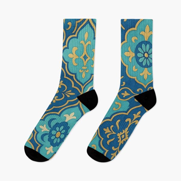 Item preview, Cobalt Blue, Aqua & Gold Decorative Moroccan Tile Pattern designed and sold by SassyArtistry.