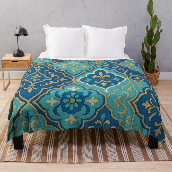 Item preview, Cobalt Blue, Aqua & Gold Decorative Moroccan Tile Pattern designed and sold by SassyArtistry.