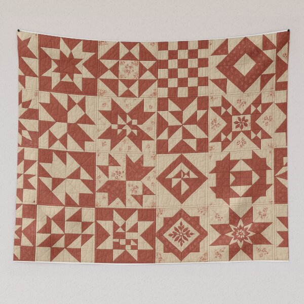Item preview, Vintage Red White Patchwork Quilt designed and sold by SassyArtistry.