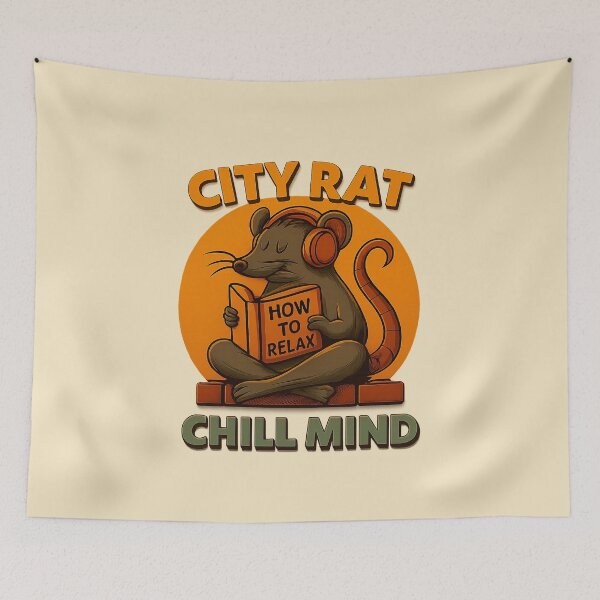 Item preview, Rat Quote – “City Rat, Chill Mind” | Urban Zen Vintage Illustration designed and sold by Modivox.