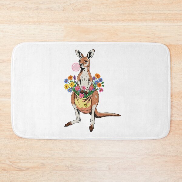 Item preview, Kangaroo Blowing Bubblegum with Flowers designed and sold by TeeARTHY.