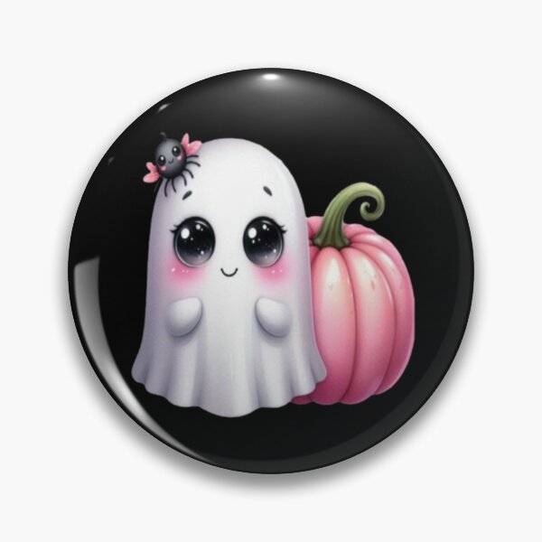 Item preview, sweet ghost with a pink and pumpkin designed and sold by szydelkowanika.