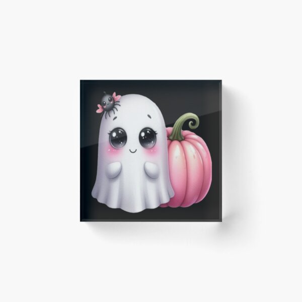Item preview, sweet ghost with a pink and pumpkin designed and sold by szydelkowanika.