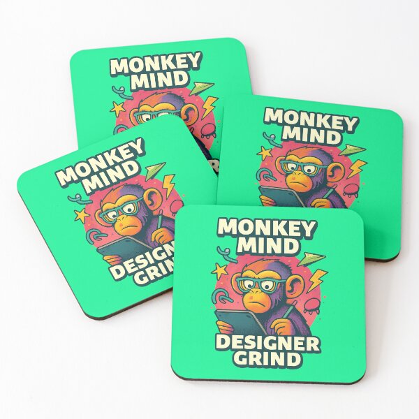Item preview, Monkey Quote – “Monkey Mind, Designer Grind” | Creative Chaos Collage Design designed and sold by Modivox.