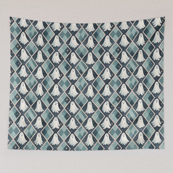 Item preview, Ghosts in a Diamond Grid Halloween designed and sold by Magnuna.