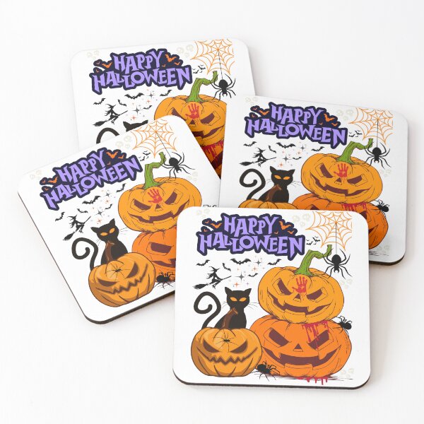 Item preview, Bloody Helloween vibes with pumpkins, black cat and spiders  designed and sold by HowAboutTee.