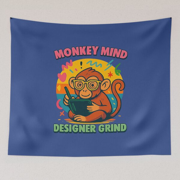 Item preview, Monkey Mind Designer Grind – Funny Creative Chaos Illustration designed and sold by Modivox.