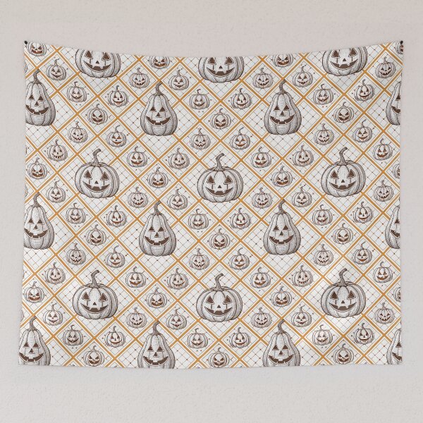 Item preview, Jack-o-lantern on a White and Orange Grid designed and sold by Magnuna.