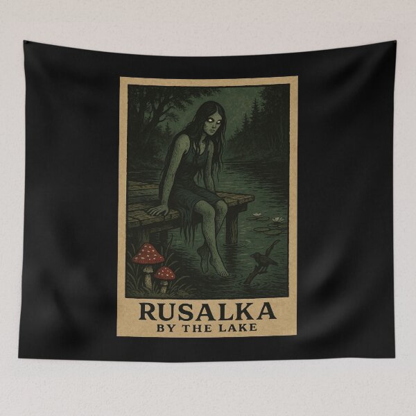 Item preview, Slavic Folklore Art Print – Rusalka by the Lake, Dark Forest Cottagecore designed and sold by JacobKAurumhead.