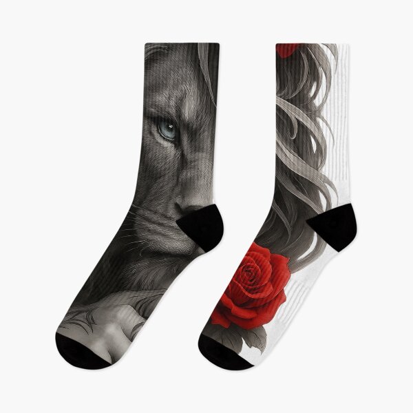 Item preview, Lion and Woman Duality Art – Red Roses Fantasy Design | Half Lion Half Woman Illustration designed and sold by Pet Lovers Market.