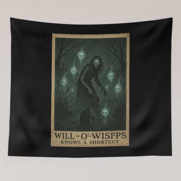 Item preview, Slavic Folklore Poster – Will-o’-the-Wisp Spirits, Dark Woodland Horror designed and sold by JacobKAurumhead.