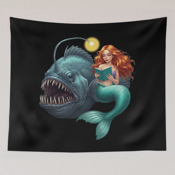 Item preview, Mermaid Reading to an Anglerfish designed and sold by TeeARTHY.