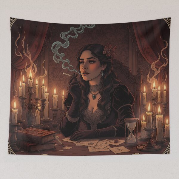 Item preview, Candlelit Confession – Gothic Lady Surrounded by Smoke and Secrets. designed and sold by Spark2Seduction.