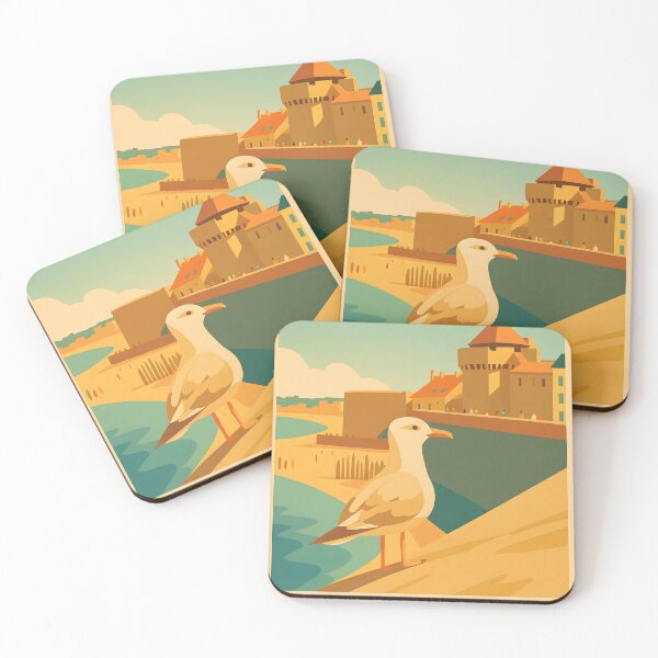 Item preview, Normandy Therapy Vintage Seagull Coastal Poster Art designed and sold by White-Camel.