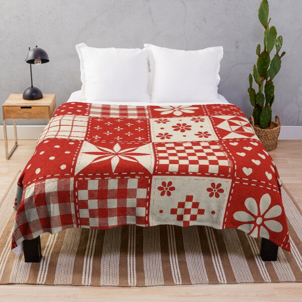 Aperçu de l'œuvre Faux patchwork de Noël rouge et blanc créée et vendue par SassyArtistry.