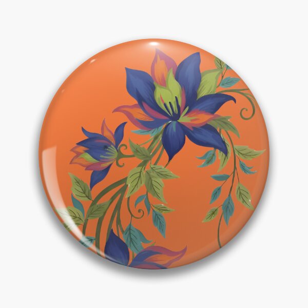 Item preview, Fantasy Flowers Blue Violets with Brick Orange designed and sold by Ciervo Primavera.