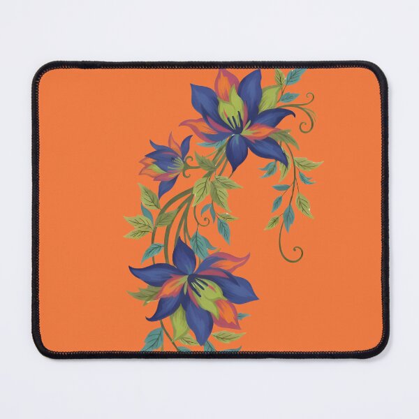 Item preview, Fantasy Flowers Blue Violets with Brick Orange designed and sold by Ciervo Primavera.