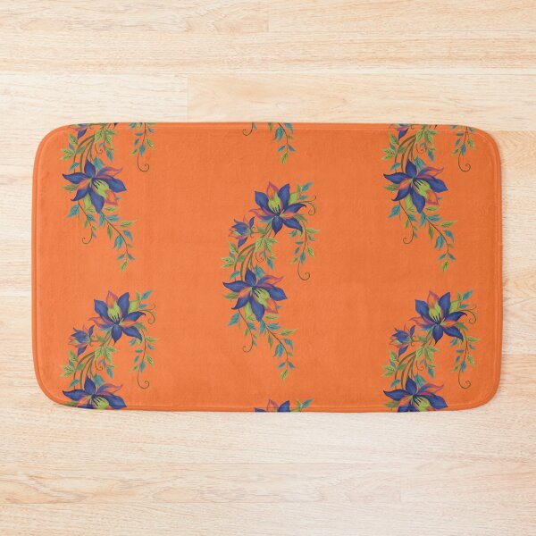 Item preview, Fantasy Flowers Blue Violets with Brick Orange designed and sold by Ciervo Primavera.