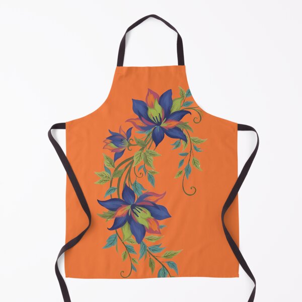 Item preview, Fantasy Flowers Blue Violets with Brick Orange designed and sold by Ciervo Primavera.