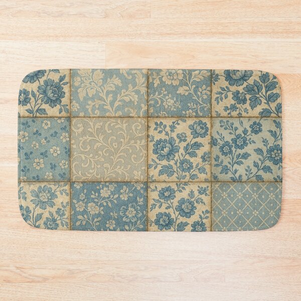 Item preview, Vintage Blue Floral Patchwork designed and sold by SassyArtistry.